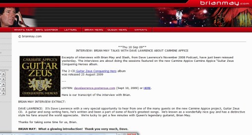 Brian May website screen capture