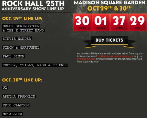 Rock Hall of Fame shows Oct.29-30